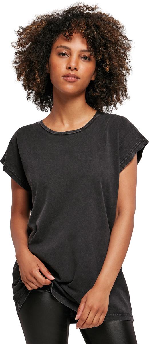Women's acid washed extended shoulder tee