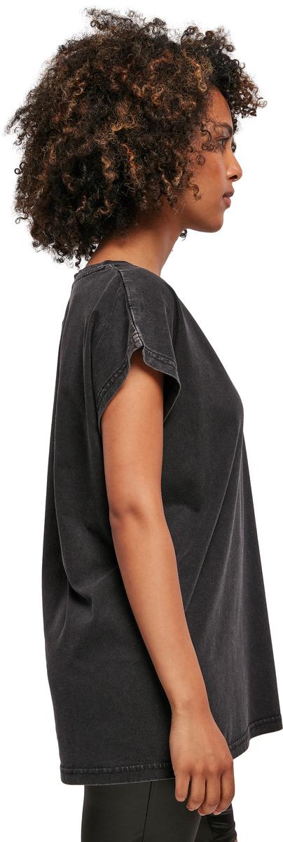 Women's acid washed extended shoulder tee