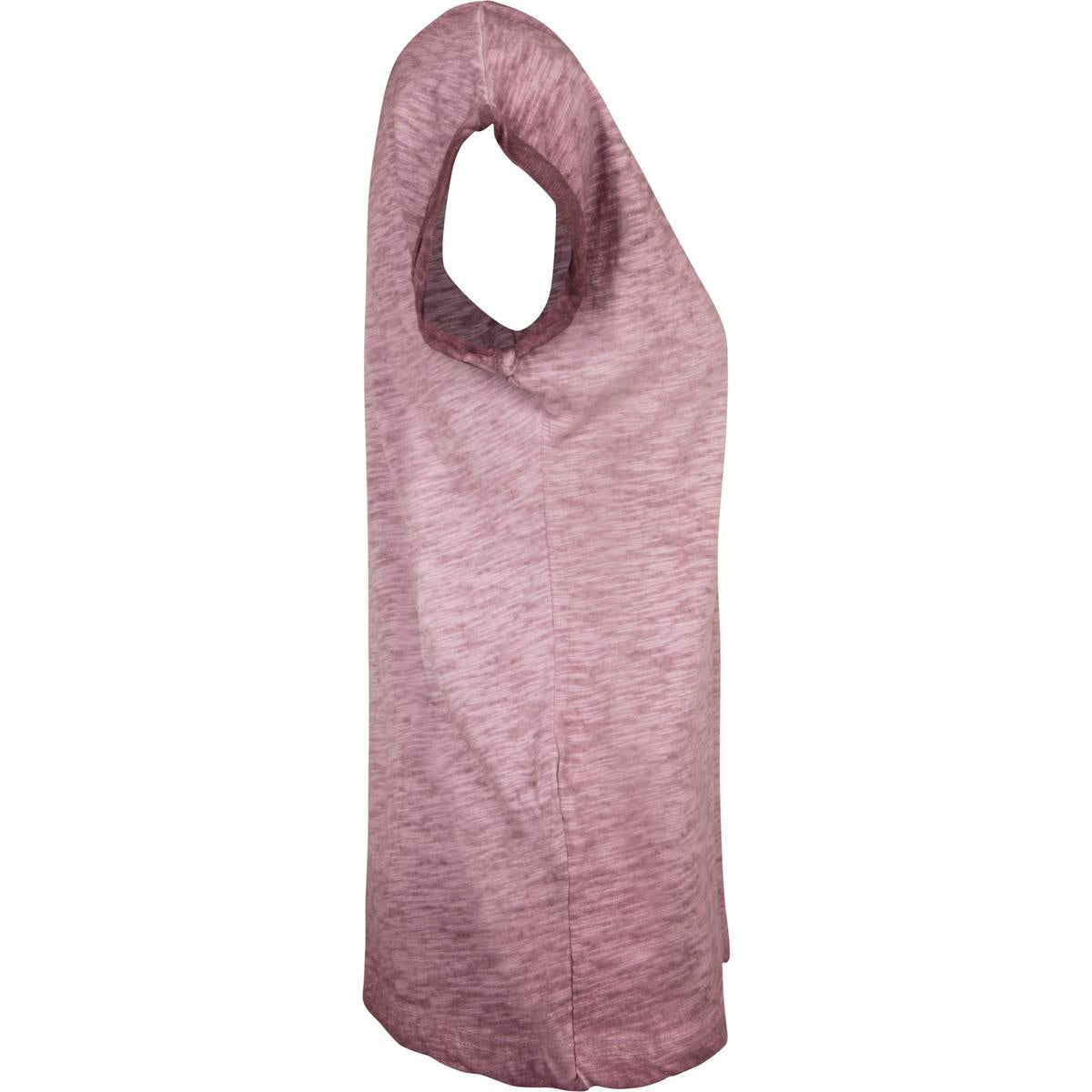 Women's spray dye extended shoulder tee