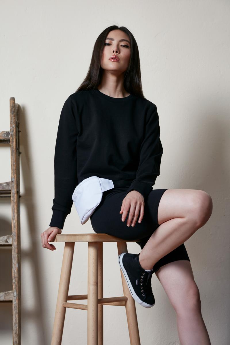 Womens terry cropped crew