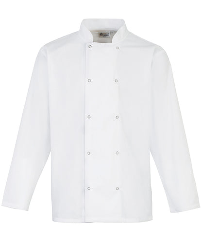 Studded front long sleeve chef's jacket