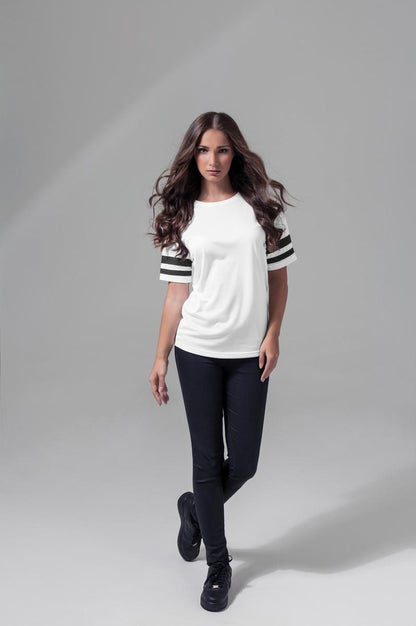 Women's mesh stripe tee