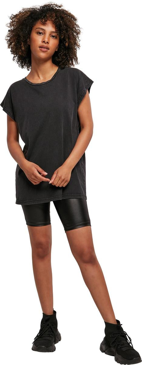 Women's acid washed extended shoulder tee