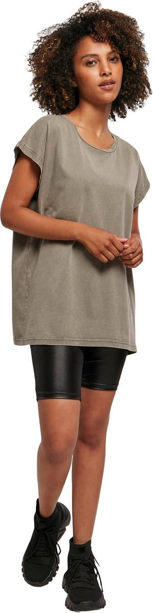 Women's acid washed extended shoulder tee